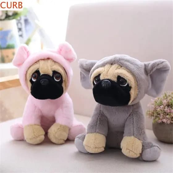 CURB Pug Cão Brinquedos De Pelúcia , Cosplay Dinossauro Leão Ovelha Leopardo Recheado Afiado , Boneca Macia Bulldog Cães