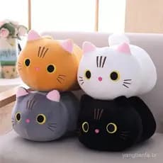 Gato de Pelúcia Antialérgico - Almofada de Gatinho Fofa Pelúcia Macia Decorativa