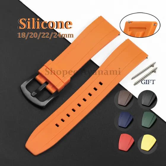 18mm 20mm 22mm 24mm Banda De Relógio Borracha De Silicone Pulseira Esportiva De Liberação Rápida Feminina De Reposição M