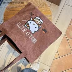 JTN Doce Bonito Bordado Leopardo Padrão Olá Kitty Bolsa Pequena Capacidade Versátil De Veludo Pequeno Saco NW