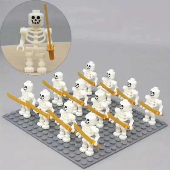 5 Pçs Esqueleto Soldados Blocos De Construção Halloween Mini Figuras Ninja Osso Pessoas Exército Corpo Brinquedo Criativ