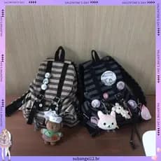 Retro mesmo estilo coreano mochila mochila grande capacidade função listrada All-Match xadrez saco de escola mochila sac