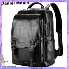 Mochila de couro masculina, mochila de viagem de negócios, computador de negócios, bolsa escolar multifuncional, grande