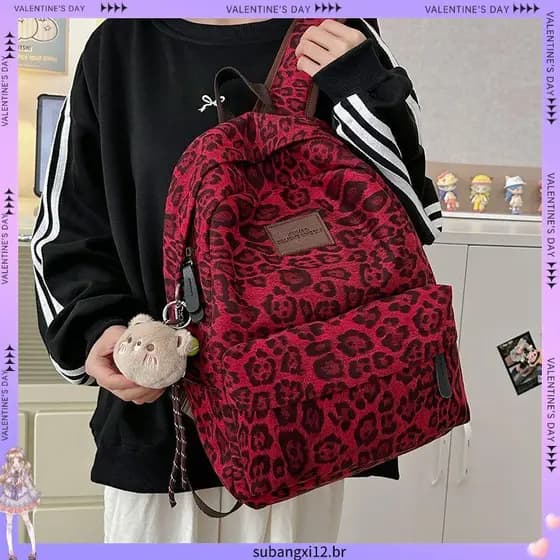 Mochila nicho Design leopardo impressão novo estilo mochila estudantes do ensino médio grande capacidade estudantes univ