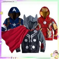 Jaqueta dos Vingadores Capitão América Homem-Aranha para meninos