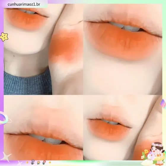 Atmosfera branqueadora estilo coreano completa!Sem creme de maquiagem esmalte labial gigante abóbora branca laranja lama