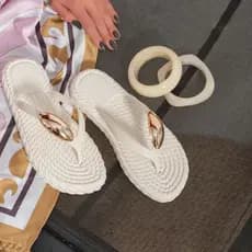 Chinelo Feminino Ortopédico Papete Com Pedraria Colorida Sandalioa Feminina
