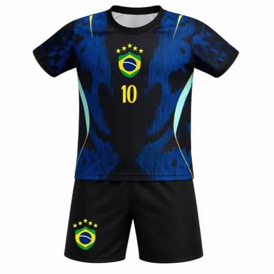 Kit Conjunto Camisa e Short Bordados Brasil infantil - FRETE GRATIS