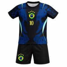 Kit Conjunto Camisa e Short Bordados Brasil infantil - FRETE GRATIS