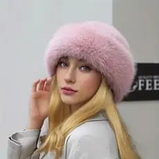 Chapéu Feminino de Inverno Quente e Espesso de Pelúcia, Elegante, Imitação de Pele de Vison, Estilo Russo, Cor Sólida, S