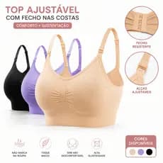 Kit 3 Top Sutiã Com Alça E Fecho Ajustável Confortável
