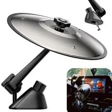 Mini Tambor de Bateria para Carro com Baqueta | Acessório Divertido Universal para Painel Automotivo Prata