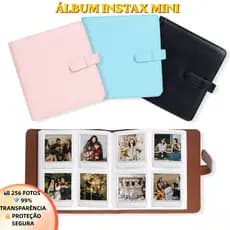 Álbum para Fotos Instax Mini 256 Fotos | Couro Sintético, Compatível com Mini 12/11/9/8/7 e Polaroid