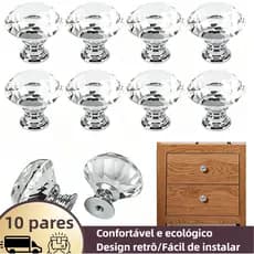 Kit 10 Puxadores Cristal Diamante 30mm Para Gaveta Armário Móveis Rosé Gold