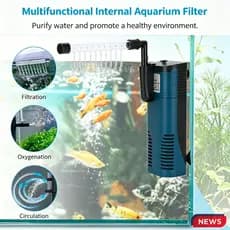 Filtro Interno 350L/h, Bomba com Chafariz para Aquários Pequenos e Médios