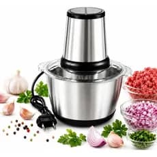 Triturador Processador Elétrico 2L /  Multifuncional  Seguro 110v /  Alimentos Carnes Legumes Aço Inox