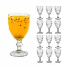 Jogo De 12 Taças De Vidro Diamond Transparente 340ml