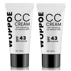 CC Cream para Mulheres Idosas, CC Cream Ajustador de Tom de Pele com FPS 43, Autoajustável para Pele Madura, Hidratação