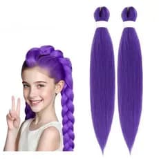 Cabelo sintético roxo pré-esticado para tranças, pacotes de cabelo para tranças, perucas longas roxas Rumi, adequado par