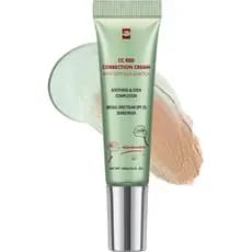 O Creme Corretivo CC Red contém ingredientes de centella asiática, é um creme hidratante de cor clara, possui funções de
