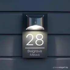 Número de casa moderno personalizável BeNsil, número de casa externo personalizado movido a energia solar, número de cas