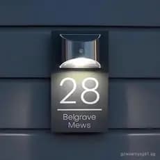 Número de casa moderno personalizável BeNsil, número de casa externo personalizado movido a energia solar, número de cas