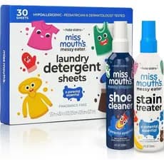 Removedor de Manchas para Alimentadores Desleixados da Miss Mouth e Limpador de Sapatos Magic Duo e Folhas de Detergente