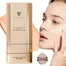 Bastão de base para maquiagem Vivienbeauty, bastão de base dois em um Vivienbeauty com cabeça de pincel, bastão de base