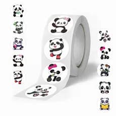 500 peças, 10 designs, rolo/fita de adesivos de panda fofo LBAX