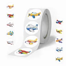 500 peças, 10 designs, rolo/fita de adesivos com padrão de avião de desenho animado ZGC5