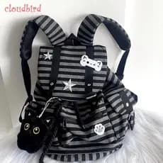 Mochila Retro Listrada de Grande Capacidade - Bolsa Escolar Casual Multifuncional para Estudantes IWWB