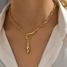 BELLA-Bee Colar de Metal Elegante e Vintage em Forma de Cobra com Diamante Ajustável, Joia de Presente de Natal para Mul