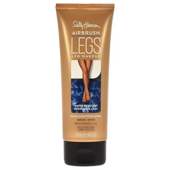 Spray para Pernas Sally Hansen ®         Maquiagem para pernas, concentração média, fácil de aplicar, modela as linhas d
