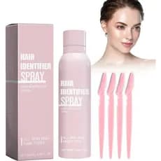 Spray Identificador de Pelos Wenrny para Dermaplaning Facial, Spray Identificador de Pelos Faciais de 3,3 Fl Oz com 4 Lâ