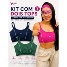 Kit 2 Top Academia Forro Duplo Alça Regulável Premium Com Elástico Feminino Fitness Tecido Poliamida