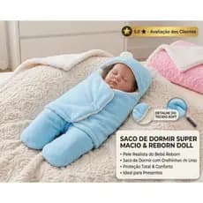 Saco de Dormir Soft Bebe Inverno Ursinho Forrado Sherpa Pele de Carneiro com Velcro e Orelhas
