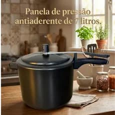 Panela de pressão 7 Litros - Antiaderente - Fechamento interno  - Preto ou Cereja