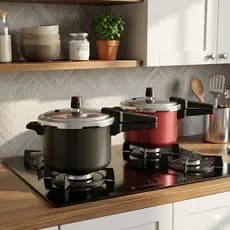 Panela de pressão de Fechamento Externo - 4,5 Litros -  Antiaderente - Preto ou Cereja