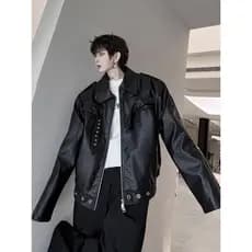 Retro estilo escuro nicho desconstrução Design sentido rufião bonito jaqueta de couro do plutônio jaqueta masculina na m