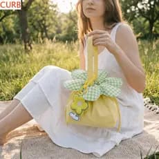 Saco Com Cordão CURB , Bolsa Estampa Xadrez De Grande Capacidade De Tamanho Pequeno De Armazenamento Estampada De Morang