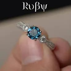 Rubi * novo estilo mar azul anel europeu americano proposta jóias de noivado simples casal anel de casamento