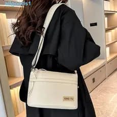 Mochila Feminina ALLGOODS , Bolsa Crossbody De Nylon Com Zíper De Lona De Ombro Oxford De Três Camadas Estilo Coreano
