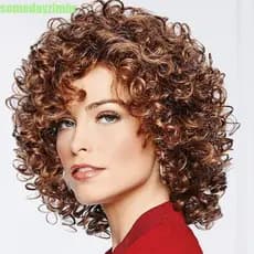 SOMEDAYZL0M Afro Encaracolado Peruca Extensões De Cabelo Falso Fibra Resistente Ao Calor Feminino Sintético Preto Macio