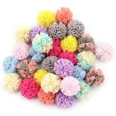 40Pcs 2,5cm Flores De Malha Elástica Multicoloridas Appliques De Bolas Para Artesanato De Bebês Headwear Hair Clip Decor