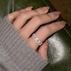 S925 Anel De Prata Feminino Han Ventilador Geométrico Fivela Jóias Luz Luxo