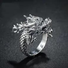 Chiba anel tailandês prata masculino Retro dominador dragão anel de dedo indicador único dragão anel abertura acessórios