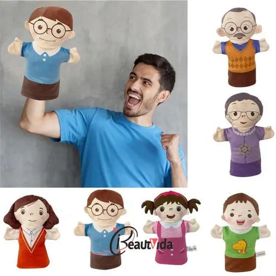 Fantoche De Mão Infantil KODSP , Membro Da Família De Pelúcia Para Pais E Filhos , Luvas Crianças De Avós