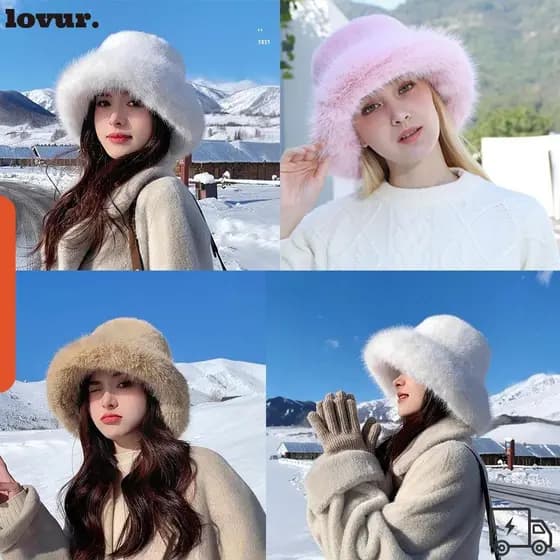 Chapéu Balde De Pele Fofa LOVUR , Boné Panamá Quente Para O Dia De Neve De Cabeça Com Proteção Os Ouvidos Frios , De Pes