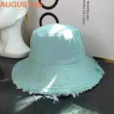Chapéu De Pescador De Borda Crua AUGUSTUS , Balde Fino Dobrável Para Guarda-Sol , Boné De Proteção Solar Simples De Cor