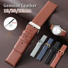 Pulseira De Relógio De Couro Genuíno Liso 18mm 20mm 22mm Ultra-Fina Macio Universal Masculino Feminino Acessórios De
